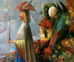 Conqueror, Figurative Surrealism, Original oil Painting, Ready to Hang