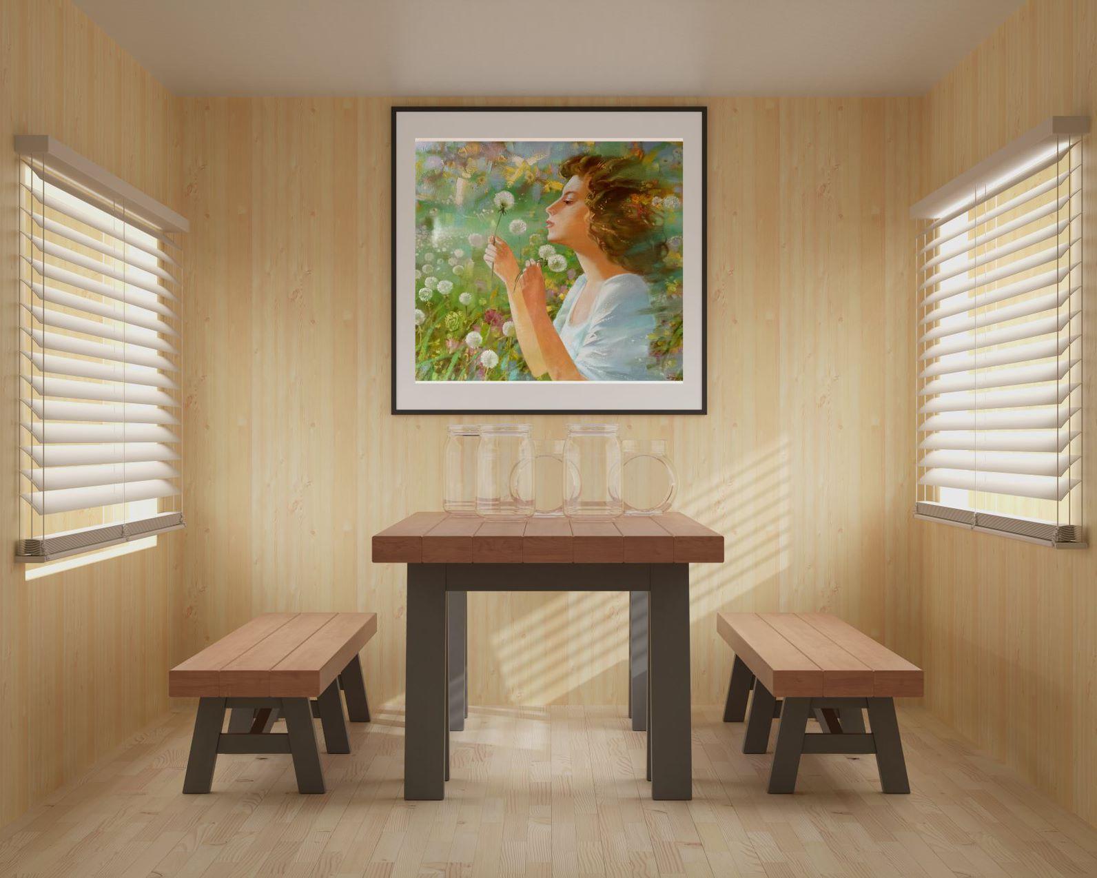 Dandelions, ritratto d'arte Pittura ad olio originale, pronta da appendere in vendita 2