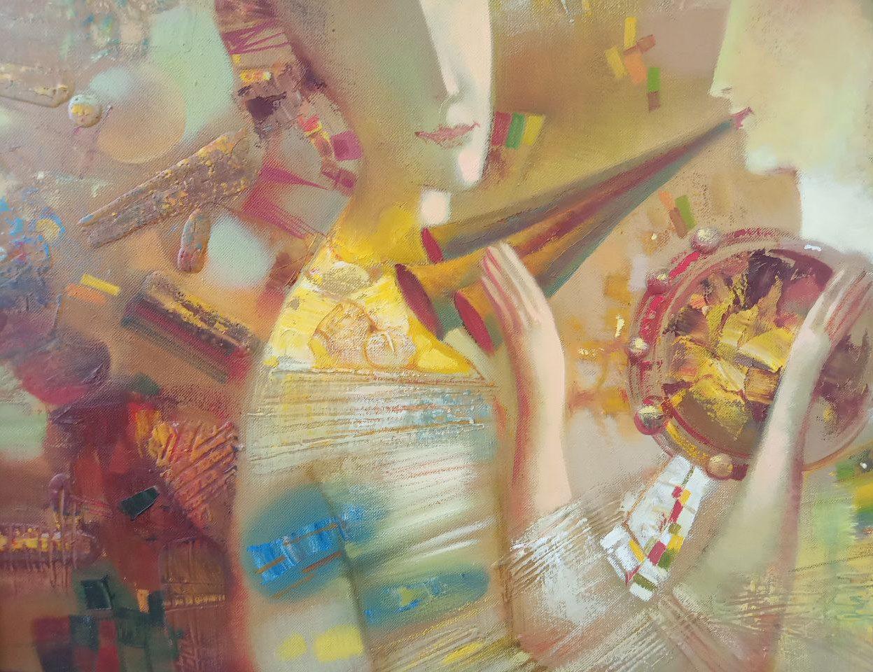 Duetto, Ritratti astratti, Pittura ad olio originale fatta a mano, pronta da appendere - Painting di Anatoly Tarabanov