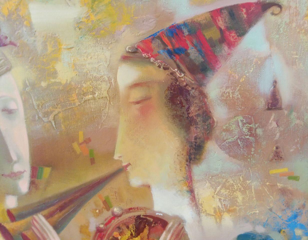 Artista: Anatoly Borisovich Tarabanov
Lavoro: Pittura a olio originale, opera d'arte fatta a mano, unica nel suo genere 
Mezzo: Olio su tela 
Anno: 2021
Stile: Arte contemporanea
Titolo: Duetto
Dimensioni: 25,5