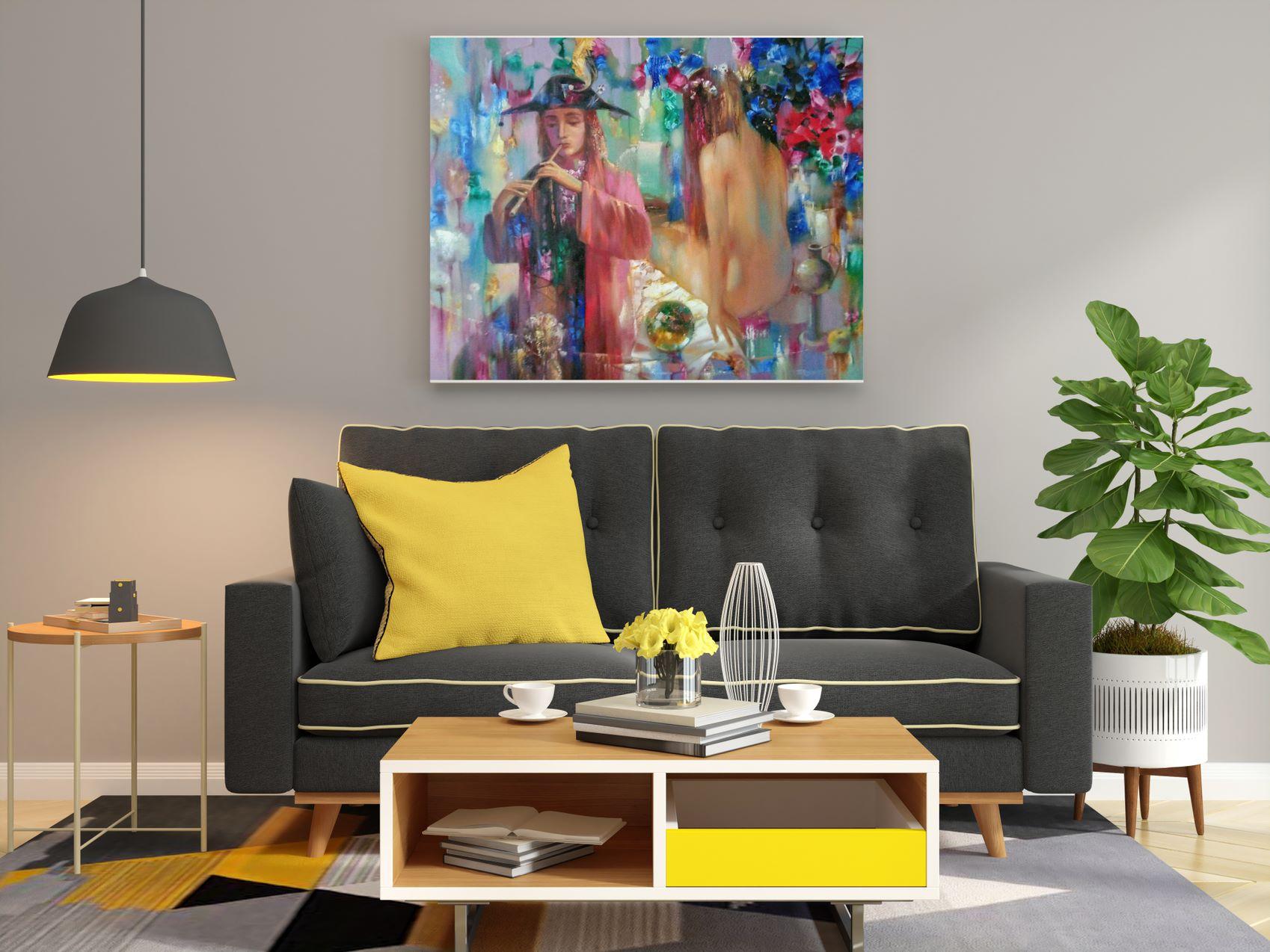 Melodia della sera, Ritratto, Arte figurativa, Pittura ad olio originale, Pronto da appendere in vendita 5
