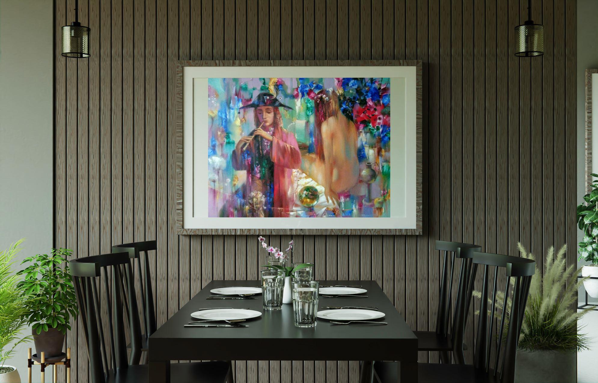 Melodia della sera, Ritratto, Arte figurativa, Pittura ad olio originale, Pronto da appendere in vendita 6
