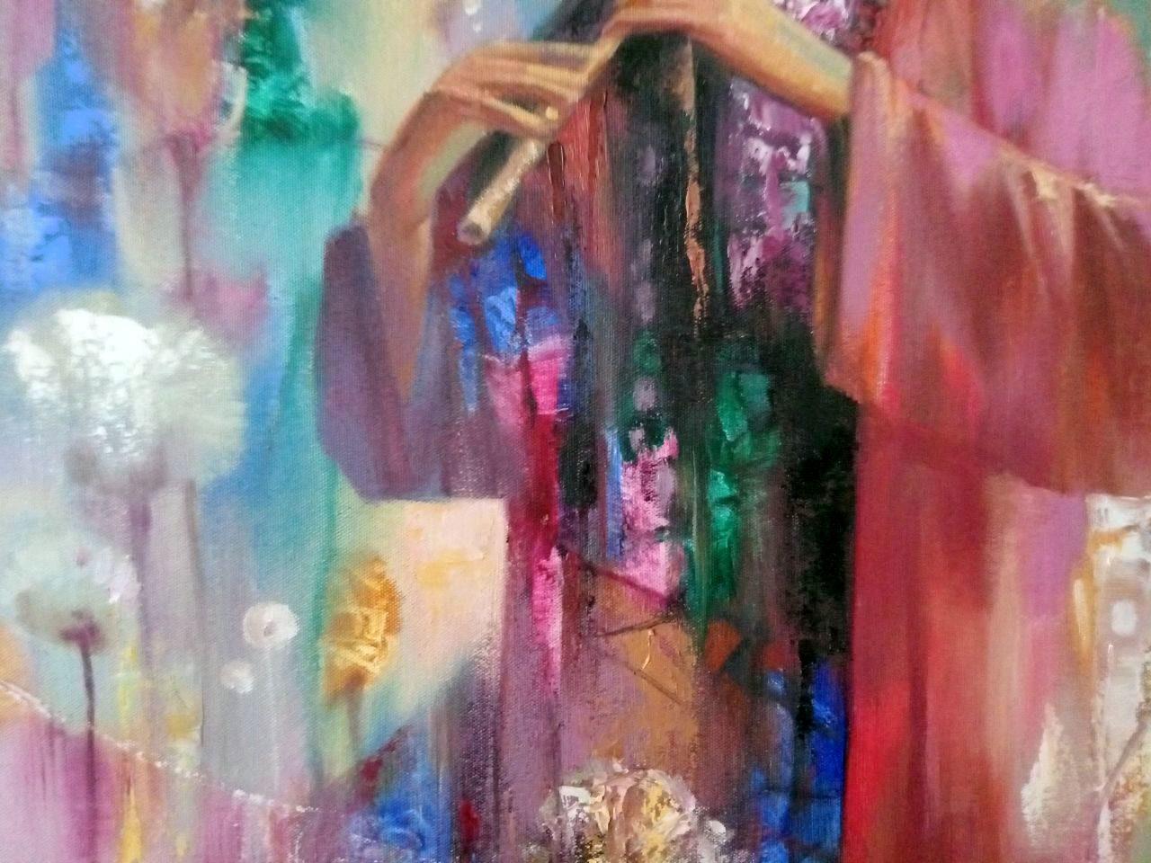 Melodia della sera, Ritratto, Arte figurativa, Pittura ad olio originale, Pronto da appendere in vendita 1