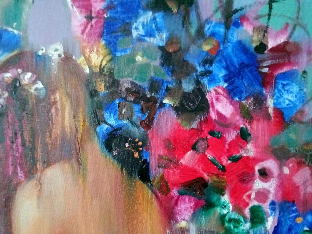 Melodia della sera, Ritratto, Arte figurativa, Pittura ad olio originale, Pronto da appendere in vendita 3