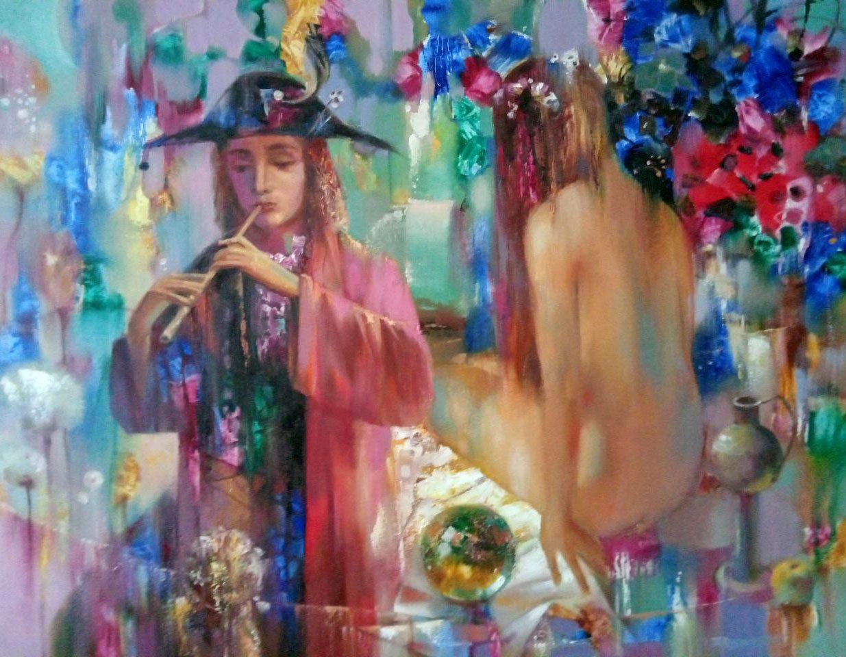 Evening Melody, Portrait, Figurative Art, Original oil Painting, Ready to Hang