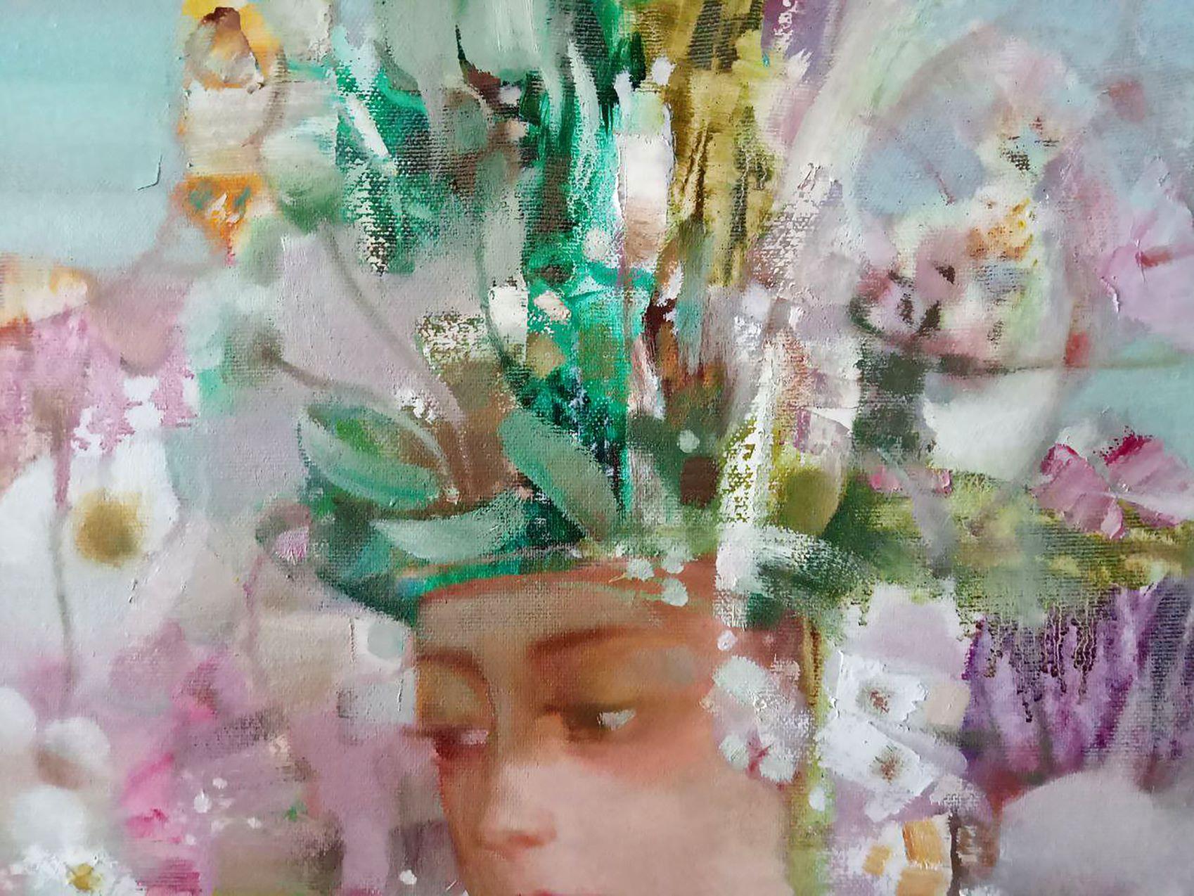 Sogno di fata, Ritratti di fiori, Pittura ad olio originale, pronta da appendere in vendita 1