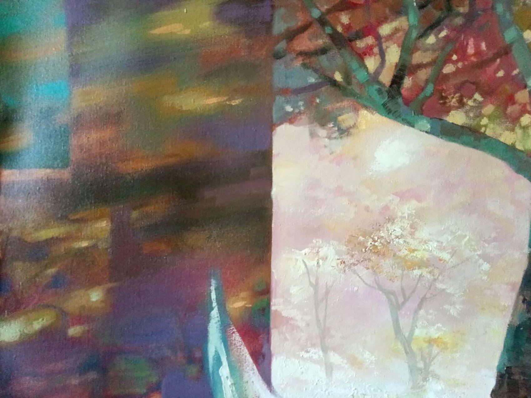 Otoño, Paisaje, Pintura al óleo original, Lista para colgar - Painting Impresionista de Anatoly Tarabanov