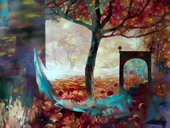 Fall, paysage, peinture à l'huile originale, prête à être accrochée