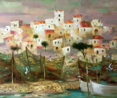 Fishing Nets, Original oil Painting, Ready to Hang