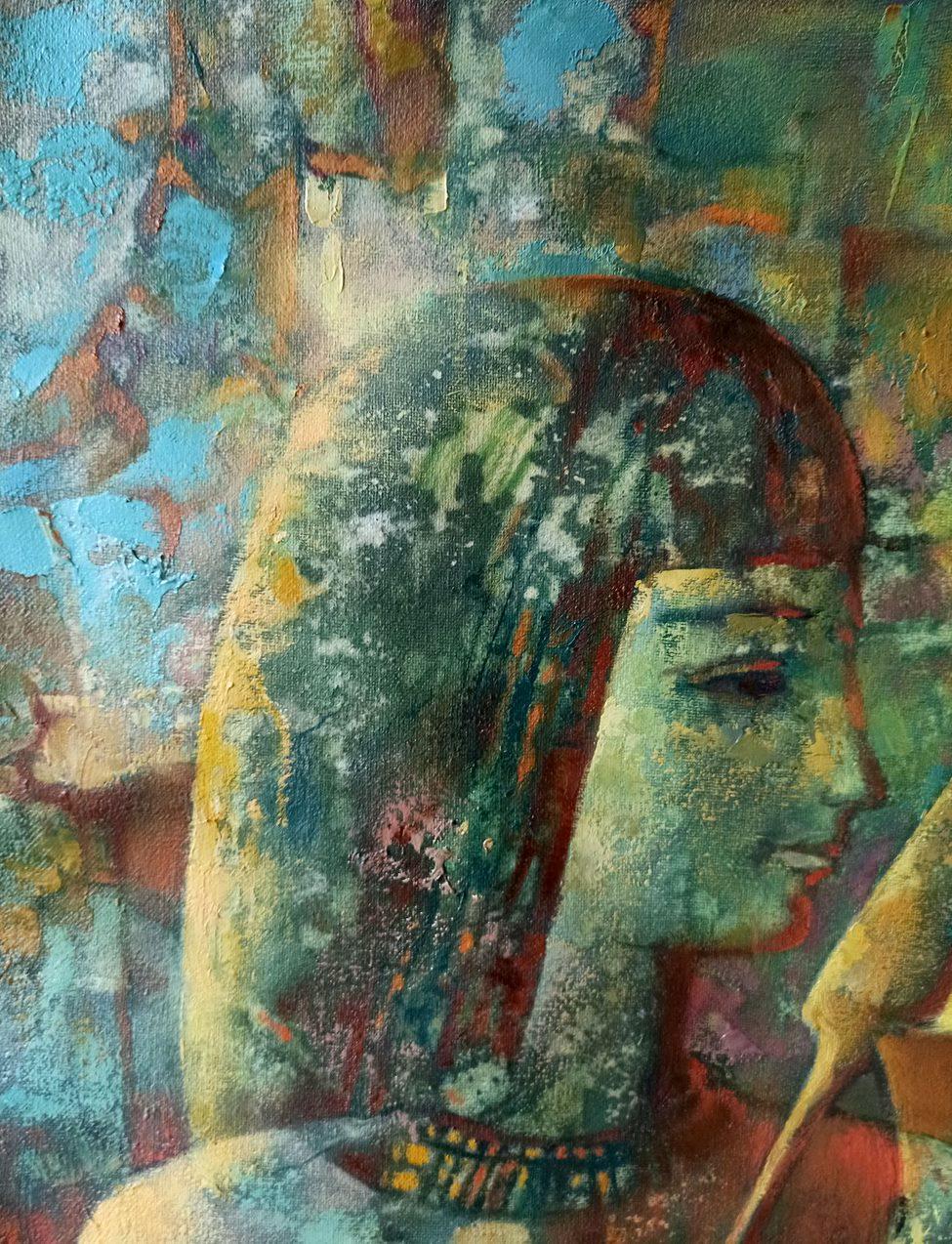 Gifts to Pharaoh, Figurative, Original oil Painting, Ready to Hang For Sale 7