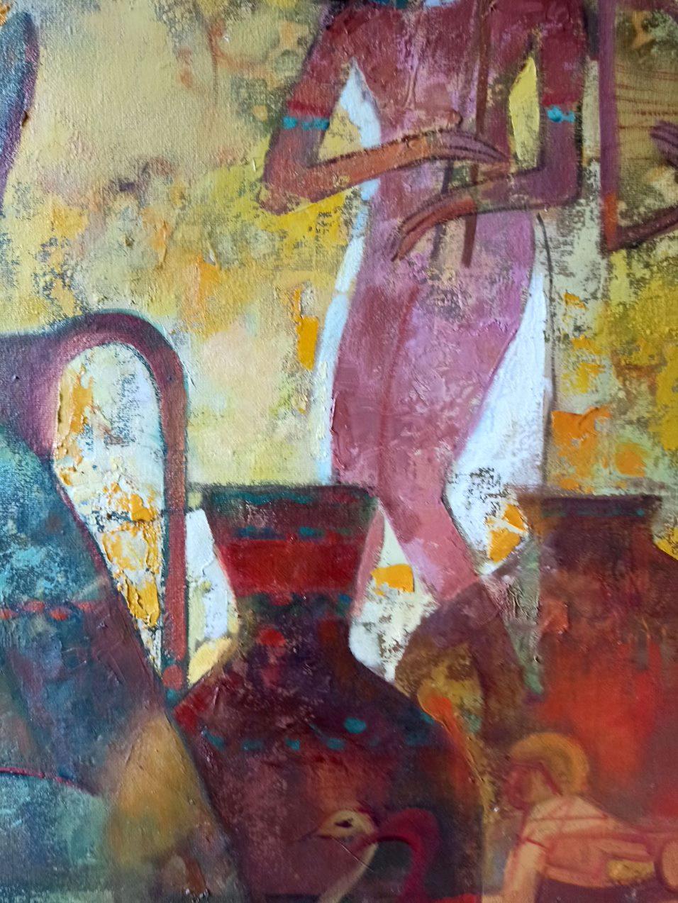Gifts to Pharaoh, Figurative, Original oil Painting, Ready to Hang For Sale 3