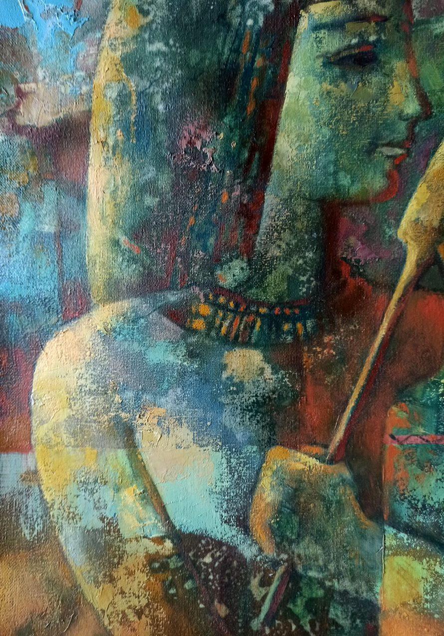 Gifts to Pharaoh, Figurative, Original oil Painting, Ready to Hang For Sale 4