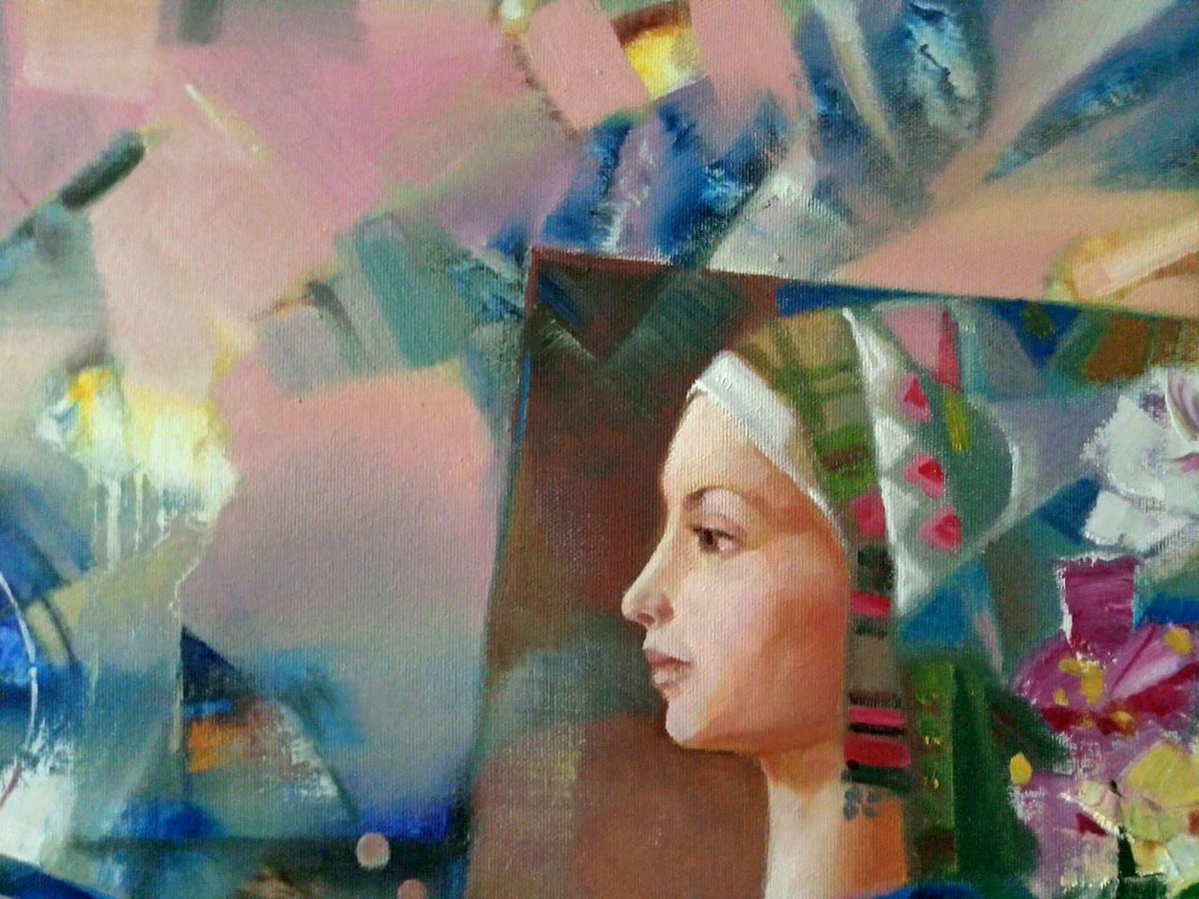 Metamorfosi, Ritratto d'arte, Pittura ad olio originale, pronta da appendere in vendita 3