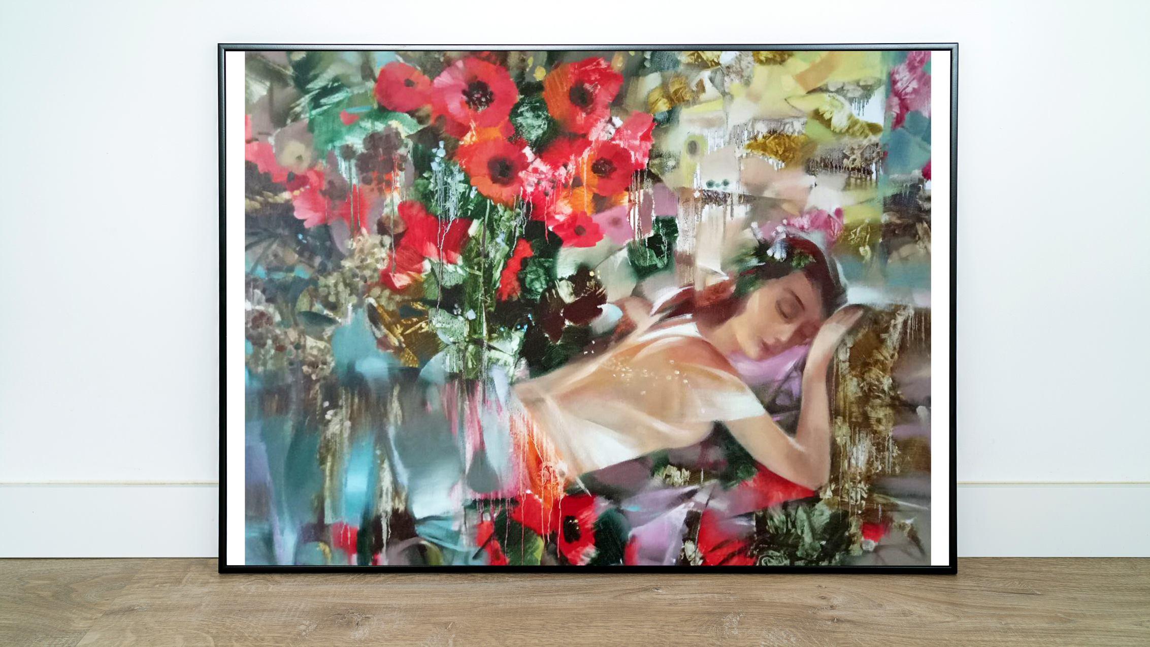 Sinfonia mattutina, Arte figurativa, Ritratto, Pittura ad olio originale, Pronto da appendere in vendita 5