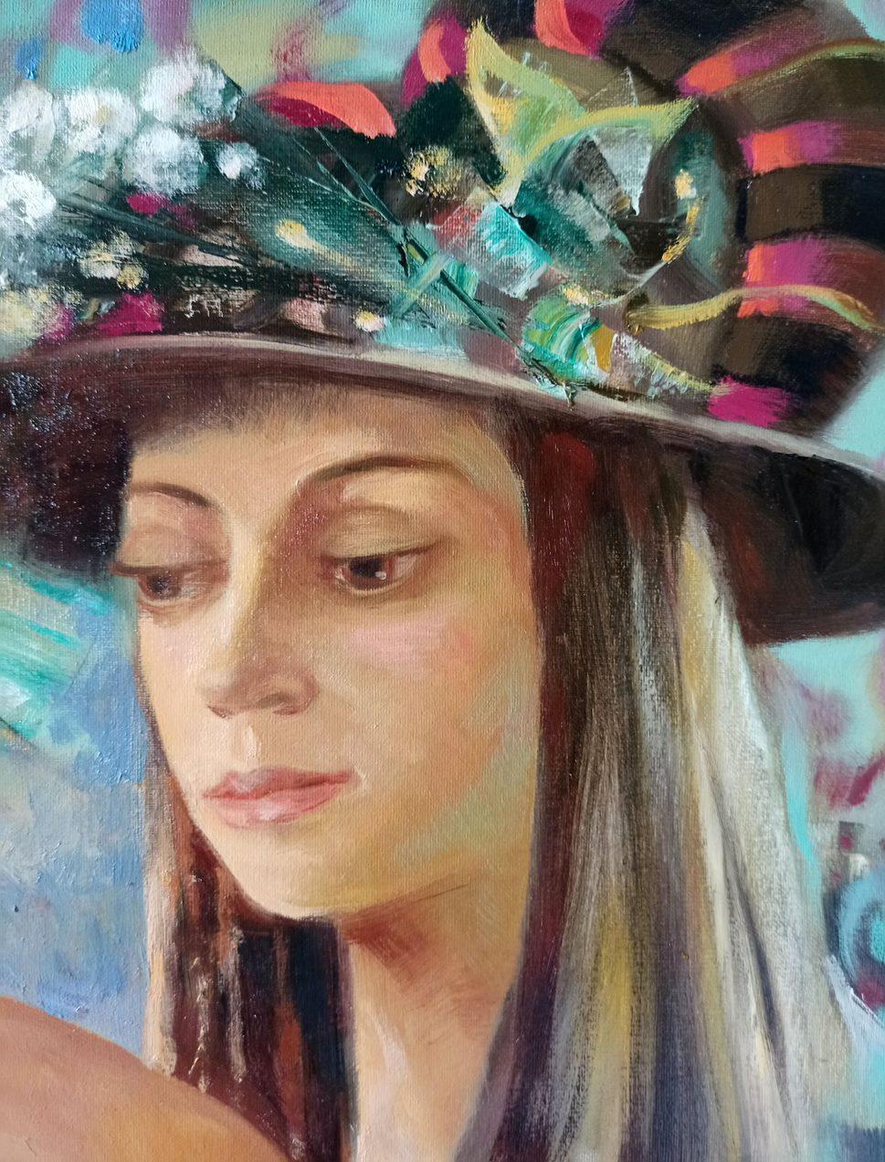 Falene, Ritratto d'arte, Pittura ad olio originale, Pronto da appendere in vendita 1