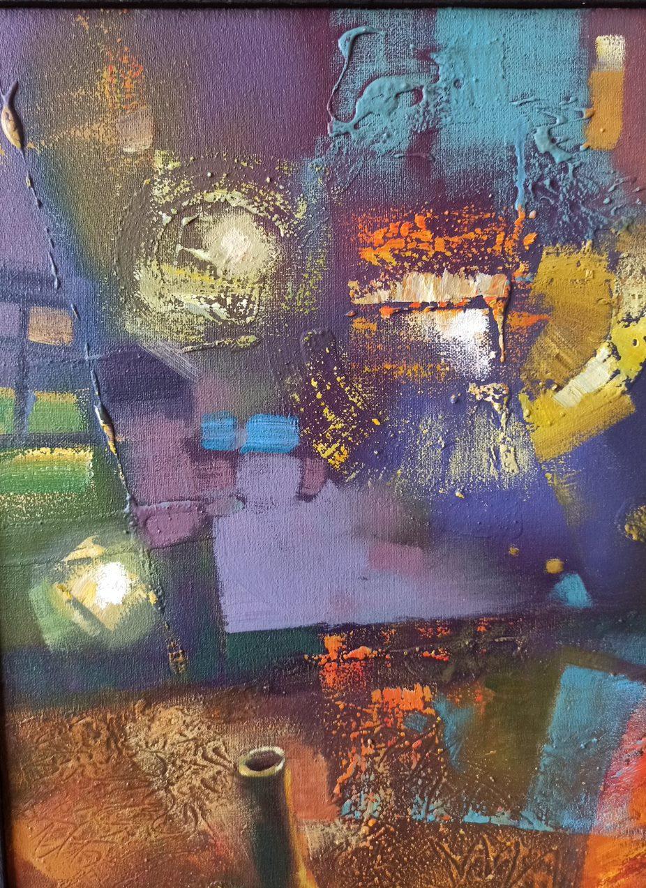 Blues notturno, Musicisti, Arte figurativa, Pittura ad olio originale, Pronto da appendere in vendita 3