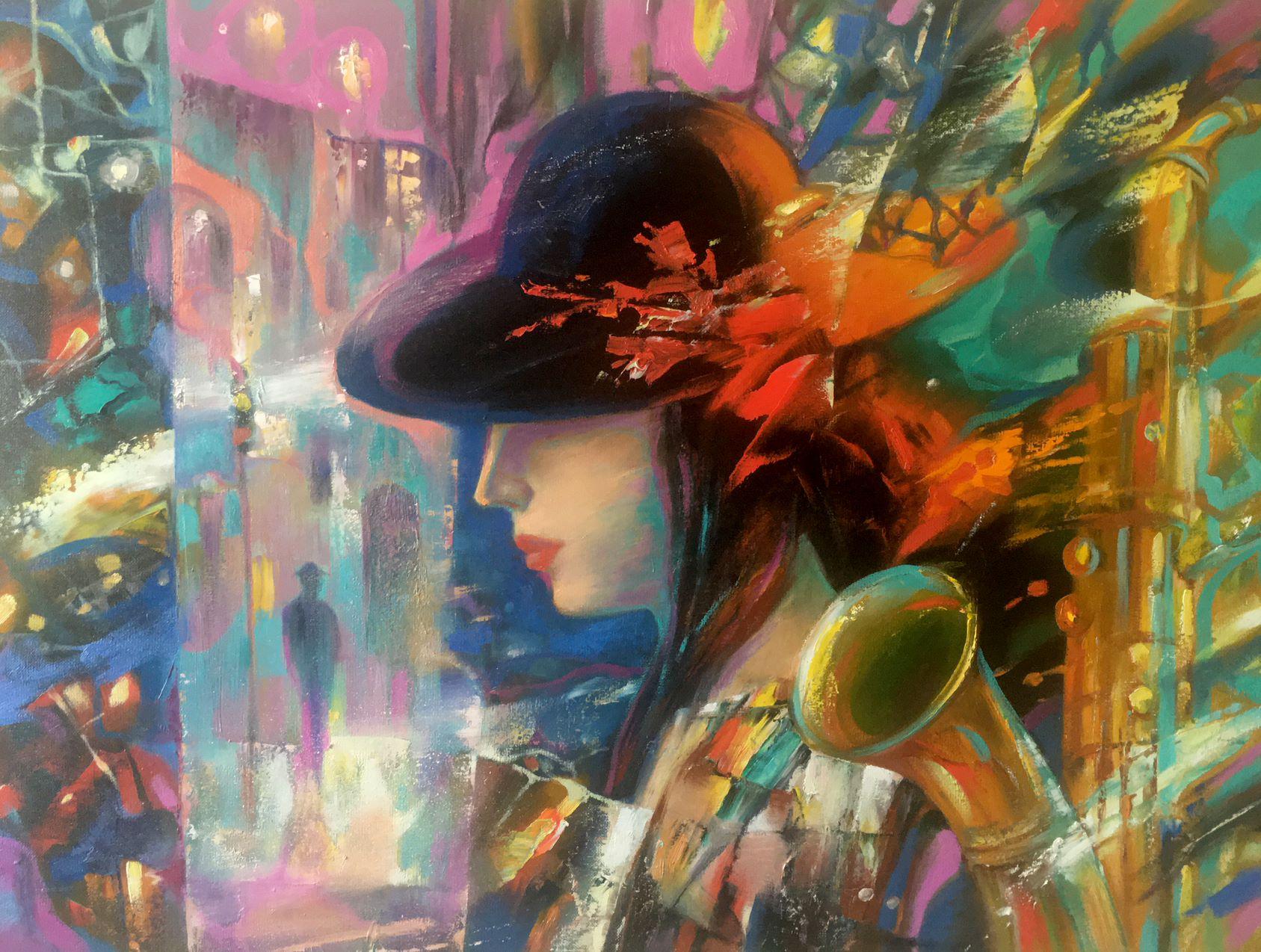 Anatoly Tarabanov Night Blues, Original oil Painting, Ready to Hang