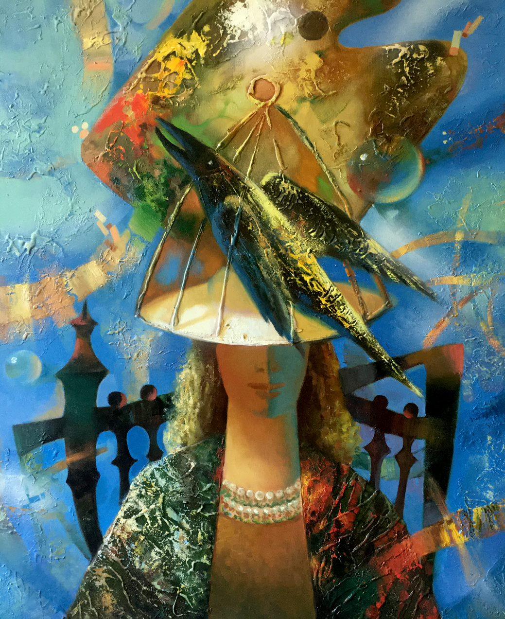 Nostalgia, Ritratto, Arte contemporanea, Pittura ad olio originale, Pronta da appendere