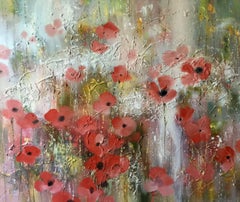 Poppy Field, Flowers, Impressionism, Original oil Painting, Ready to Hang