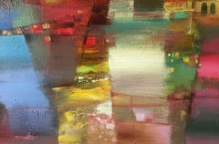 Red Sun, Abstract, Original oil Painting, Ready to Hang
