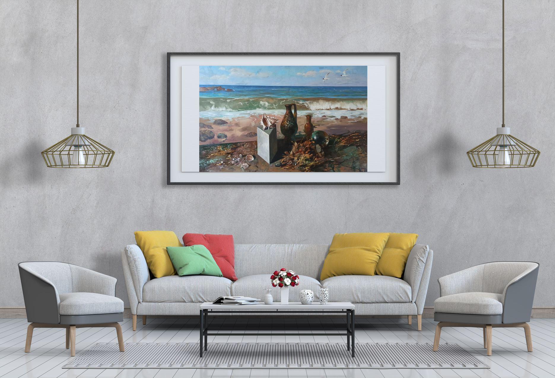Mare, Realismo, Pittura a olio originale, pronta da appendere 2
