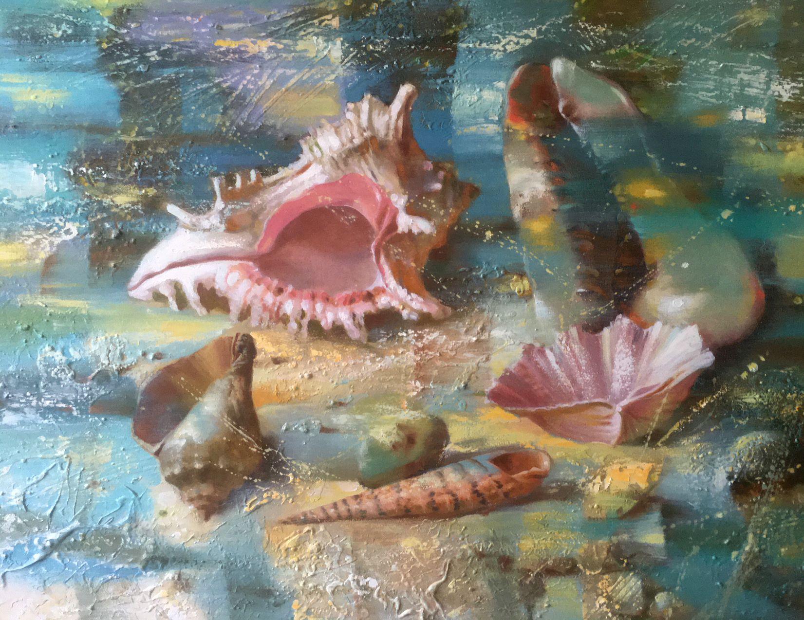 Seaside, Artwork Original oil Painting, Ready to Hang