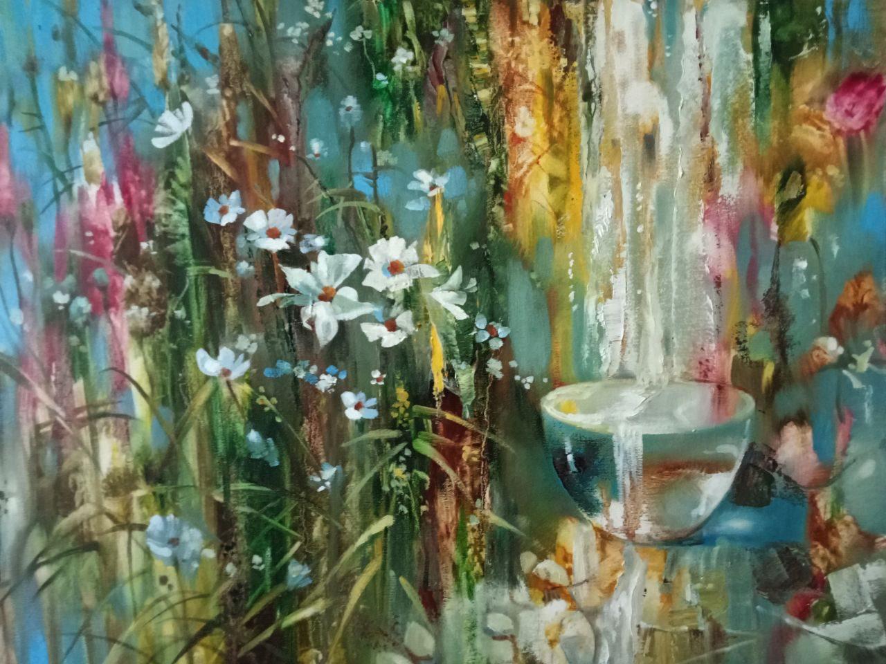 Source, Flowers, Original oil Painting, Ready to Hang For Sale 3