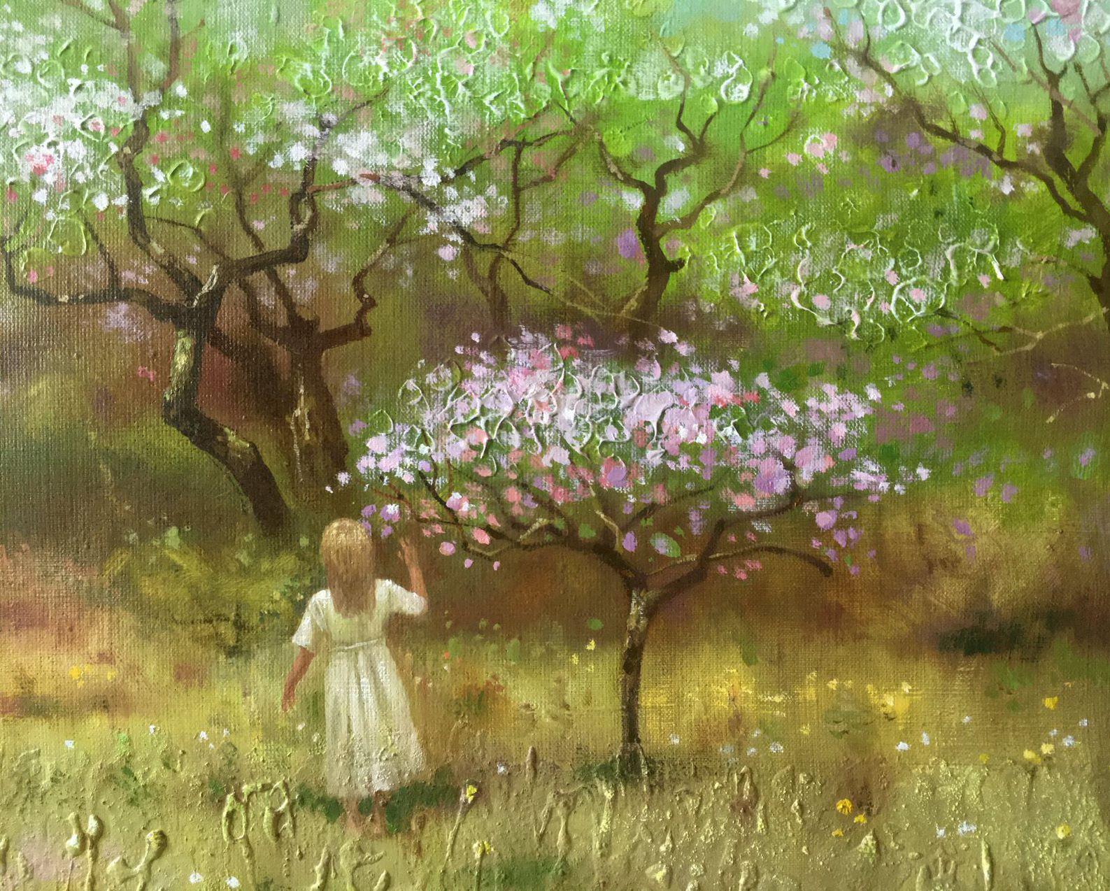 Artista: Anatoli Borísovich Tarabánov
Obra: Pintura al óleo original, obra de arte hecha a mano, única en su género 
Técnica: Óleo sobre lienzo 
Año: 2006
Estilo: Impresionismo
Título: Jardín de primavera
Tamaño: 29,5