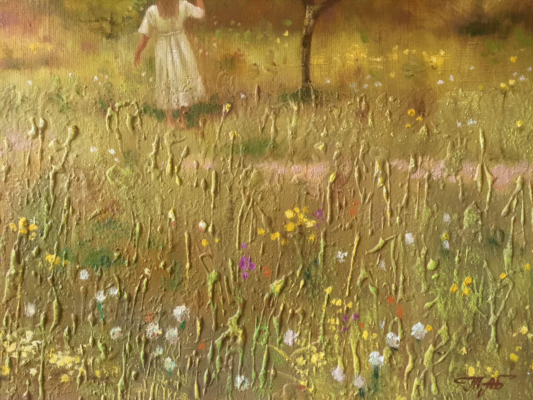 Jardín de primavera, Pintura al óleo original, Lista para colgar - Painting de Anatoly Tarabanov