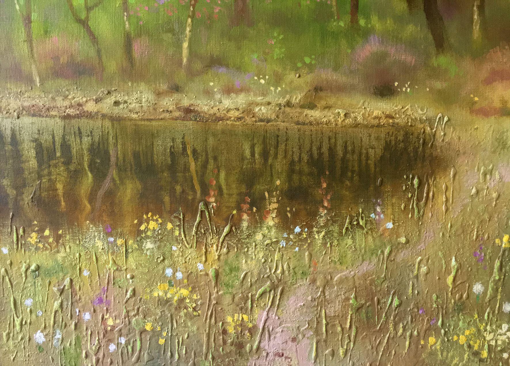 Jardín de primavera, Pintura al óleo original, Lista para colgar - Painting Impresionista de Anatoly Tarabanov