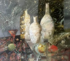 Stillleben-Komposition, Kunst Original-Ölgemälde in Öl, hängefertig