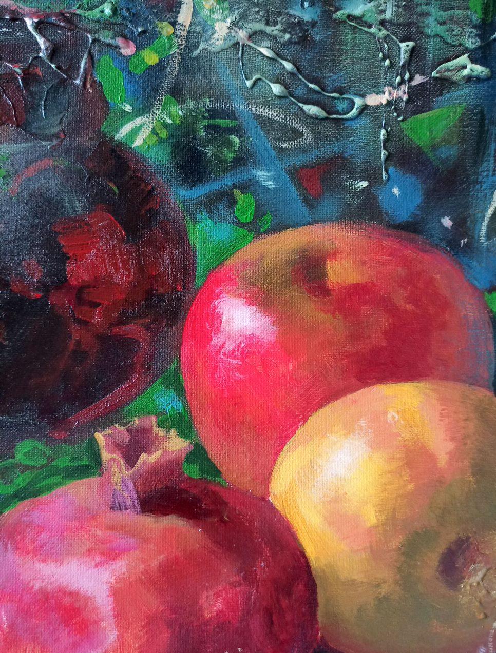 Still Life, Fruits, Original oil Painting, Ready to Hang For Sale 2