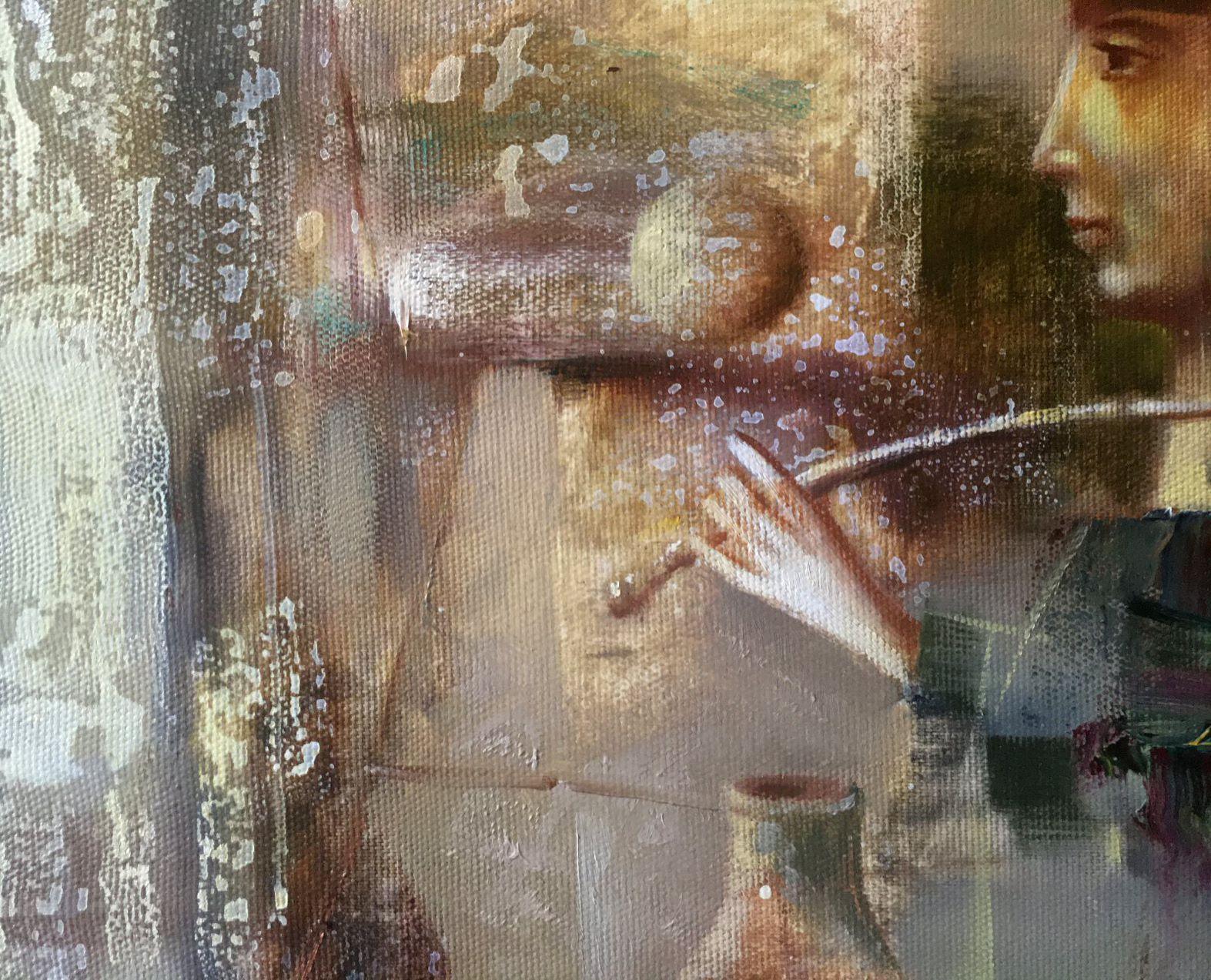 Naturaleza muerta, Retrato abstracto, Arte hecho a mano Pintura al óleo original, Lista para colgar en venta 1