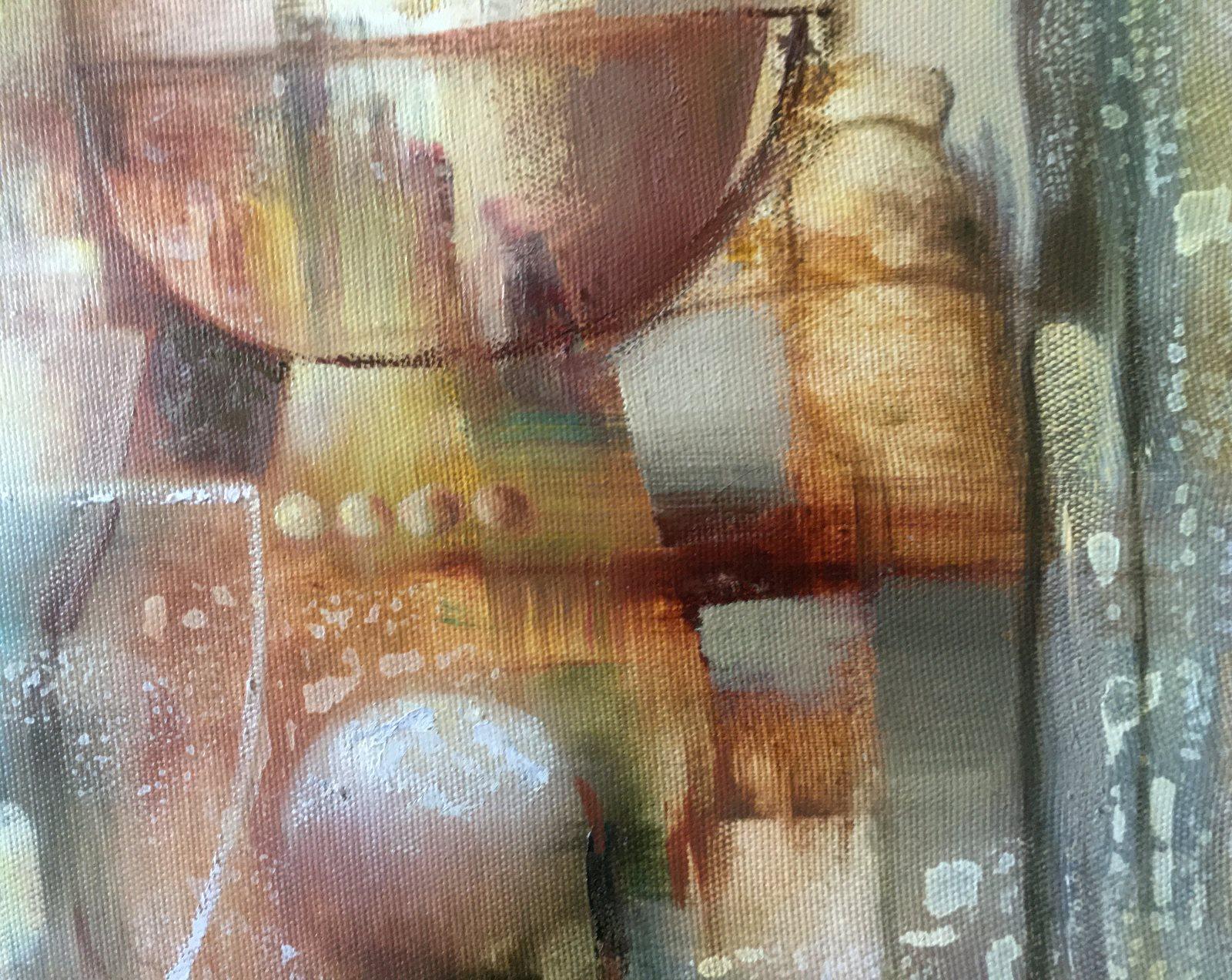 Naturaleza muerta, Retrato abstracto, Arte hecho a mano Pintura al óleo original, Lista para colgar - Figurative Painting Marrón de Anatoly Tarabanov