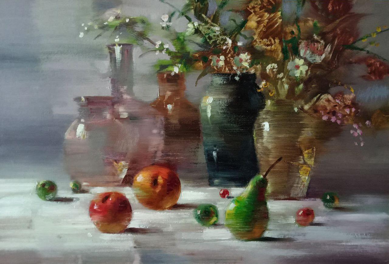 Still Life, Original oil Painting, Ready to Hang For Sale 3