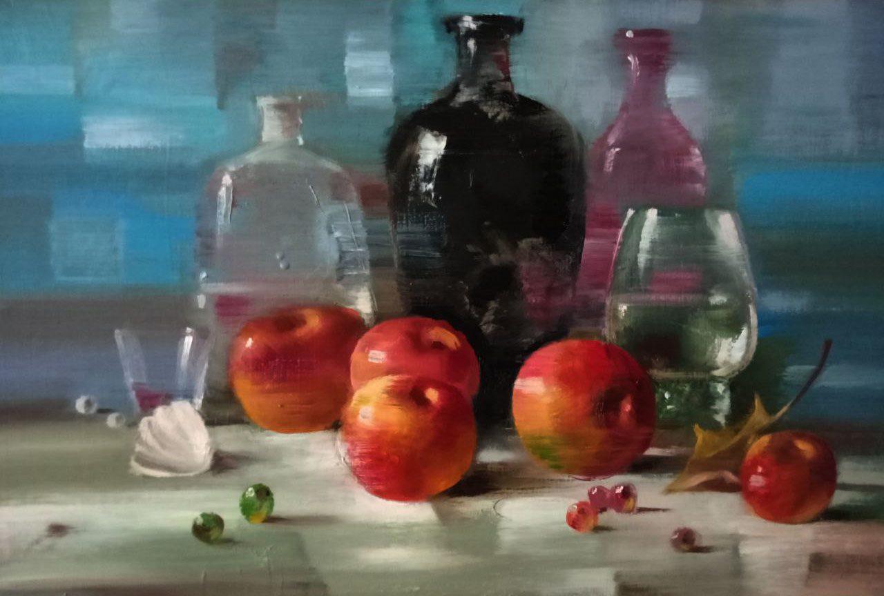 Stillleben, Impressionismus, Original-Ölgemälde in Öl, hängefertig