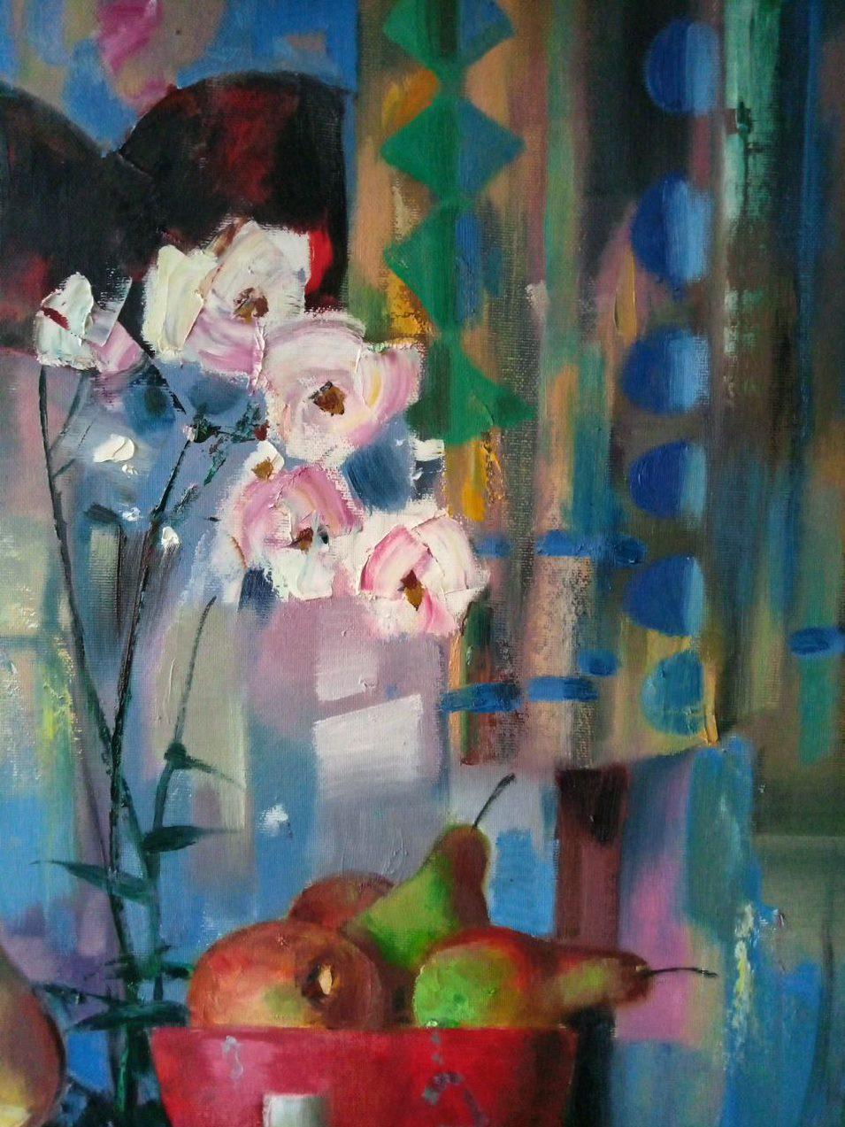 Natura morta con lampada, Pittura a olio originale, pronta da appendere - Painting Impressionismo di Anatoly Tarabanov