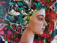 Strawberry Ice Cream, Portrait Art, Original oil Painting, Ready to Hang