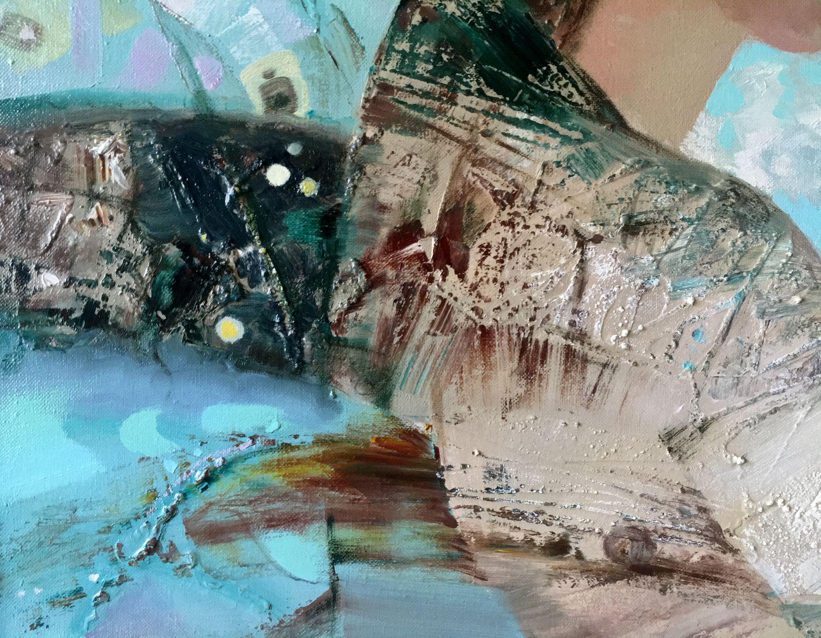 Due banche, Arte figurativa, Pittura ad olio originale, Pronta da appendere in vendita 1