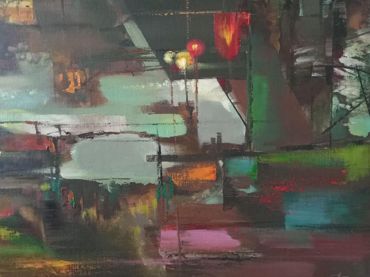 Urban Landscape, Contemporary art, Original oil Painting, Ready to Hang For Sale 3