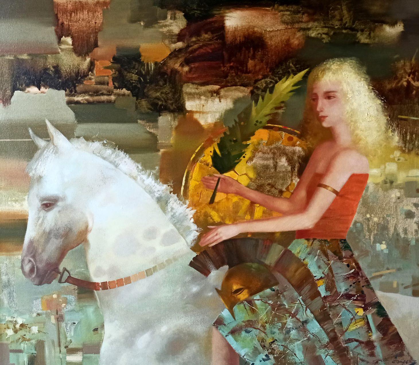 Anatoly Tarabanov Figurative Painting - Victoria, Figurative, Horse, Original oil Painting, Ready to Hang