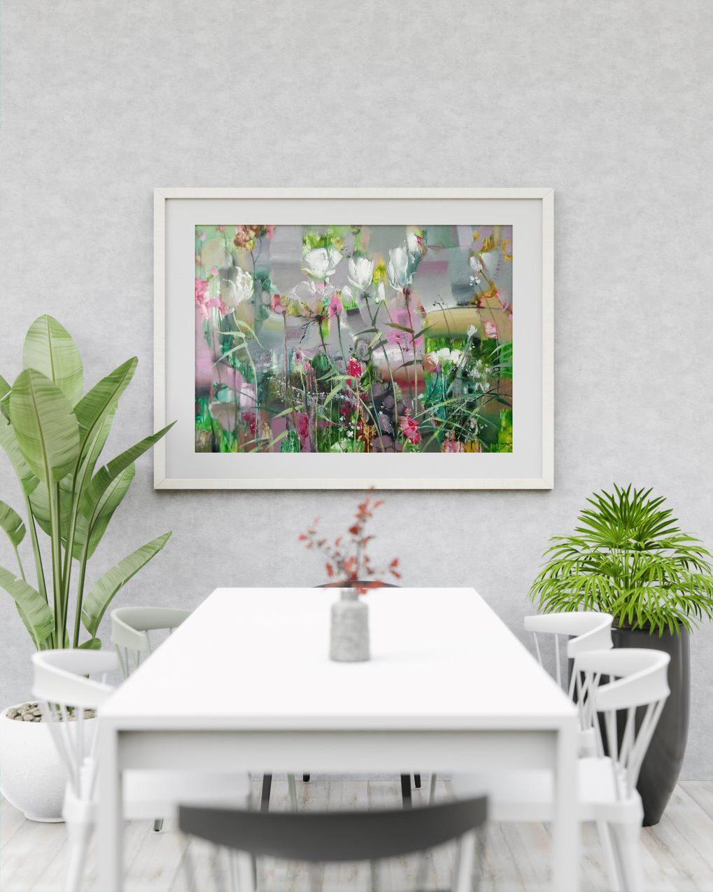 White Flowers, Impressioniam, Original oil Painting, Ready to Hang For Sale 4