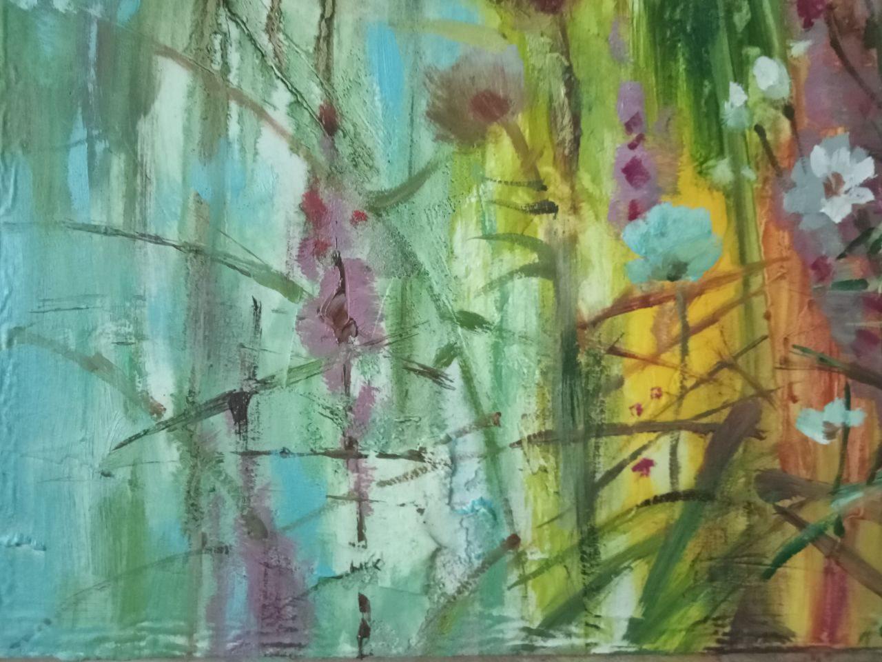 Artist: Anatoly Borisovich Tarabanov
Work: Original oil painting, handmade artwork, one of a kind 
Medium: Oil on Canvas 
Year: 2017
Style: Impressionism
Title: Wild Flowers
Size: 15.5