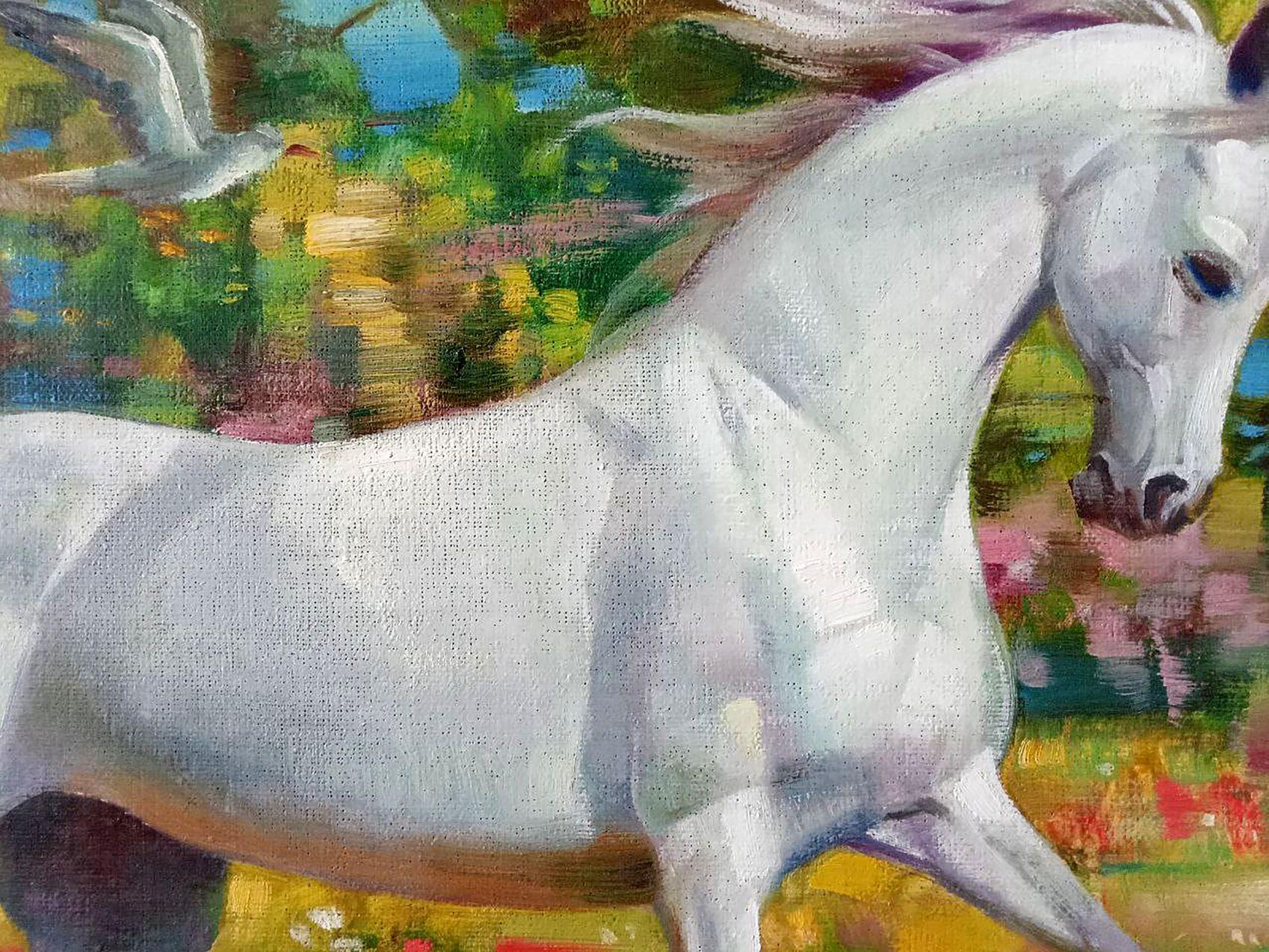 Wind in the Mane, Horse, Original oil Painting, Ready to Hang For Sale 3