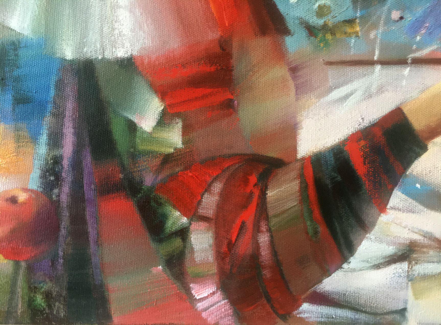Donna artista, Ritratto, Pittura ad olio originale, pronta da appendere - Painting Impressionismo di Anatoly Tarabanov