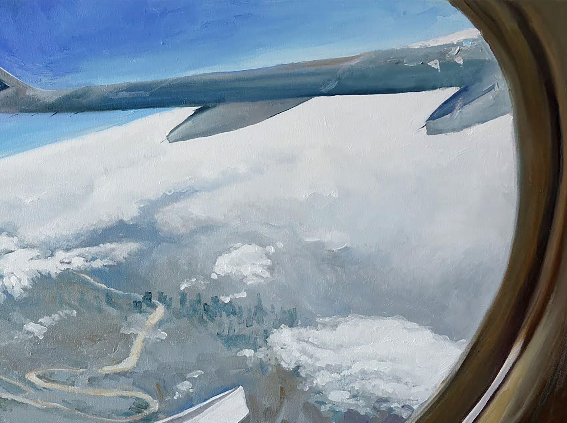 Flugzeuge leben im Flug, Zeitgenössische Kunst, Original Ölgemälde, Einzigartig (Grau), Interior Painting, von Anatoly Varvarov Viktorovich