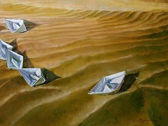 Caravana, Surrealismo, Arte contemporáneo Pintura al óleo original, Única en su género