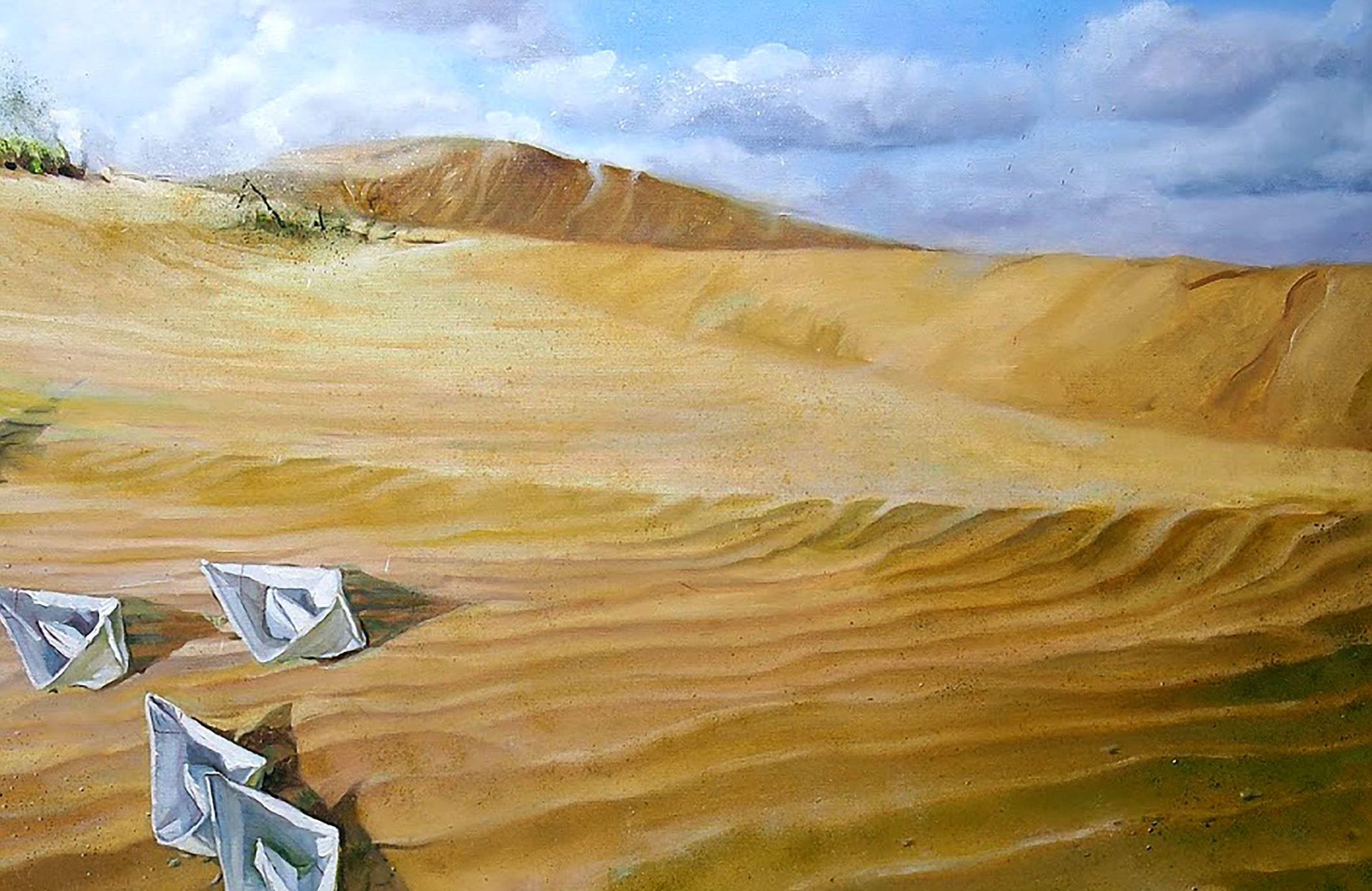 Caravan, peinture à l'huile originale, unique en son genre - Marron Landscape Painting par Anatoly Varvarov Viktorovich