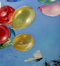 Carrier, Balloons, Canvas Art, Original oil Painting, One of a Kind