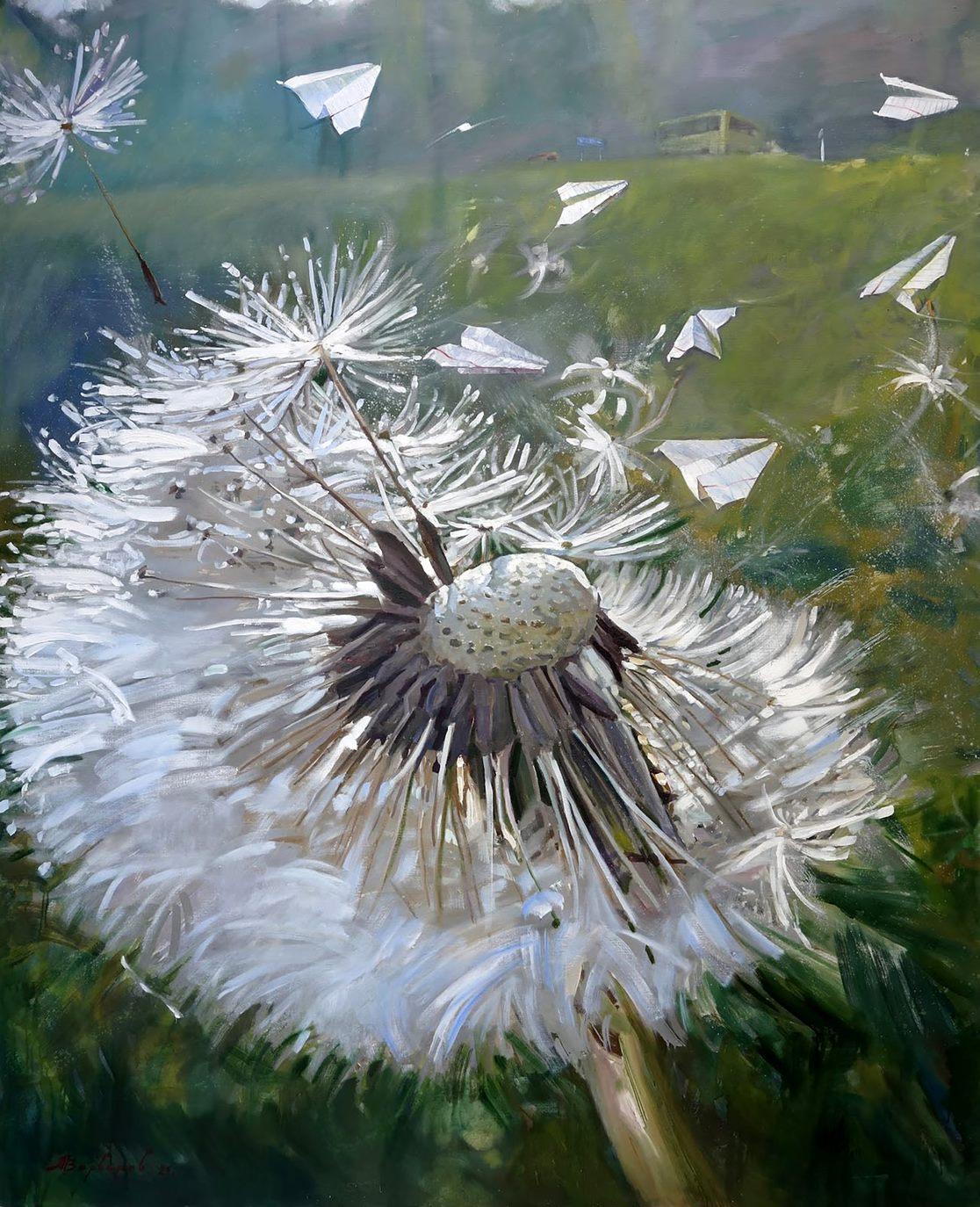 Dandelion, Contemporary Art, Original oil Painting, One of a Kind